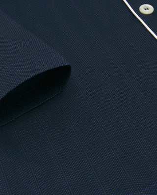 Navy blue long jacquard knit pajama