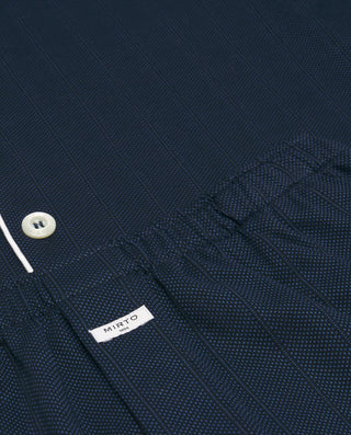 Navy blue long jacquard knit pajama