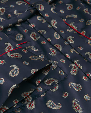 Bata cruzada azul marino estampado paisley