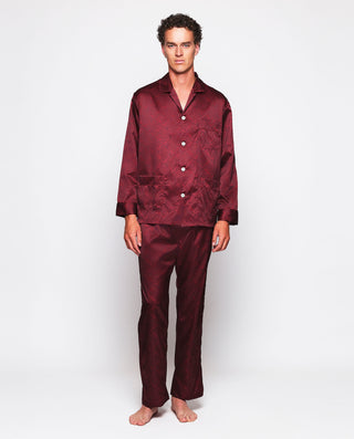 Pijama largo rojo satinado estampado paisley by MI | 00336_0050_1