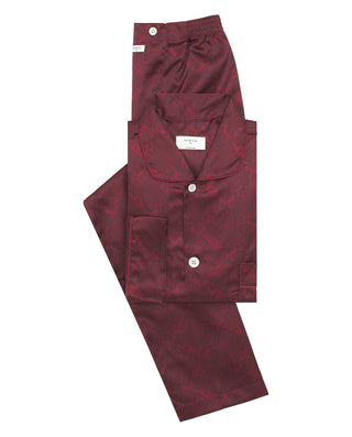 Red long paisley print satin pajama