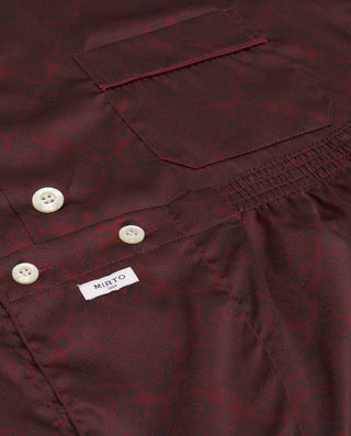 Red long paisley print satin pajama