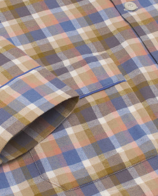 Khakhi plaid long flannel pajama