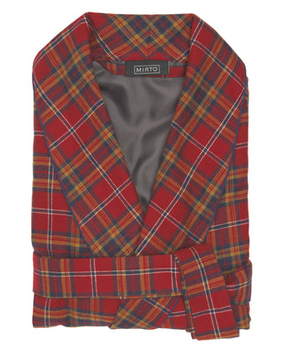 Bata cruzada roja cuadros escoceses de franela