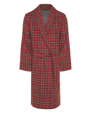 Bata cruzada roja cuadros escoceses de franela