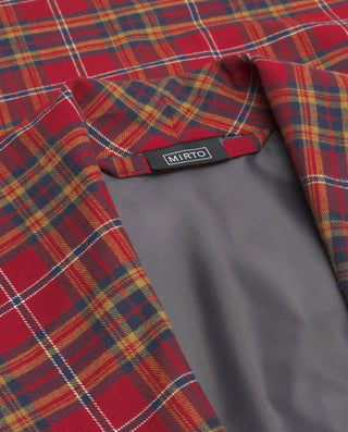 Bata cruzada roja cuadros escoceses de franela