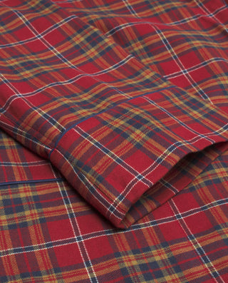 Bata cruzada roja cuadros escoceses de franela