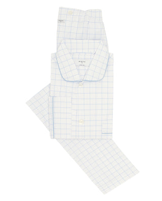 Pijama largo blanco con cuadro celeste de alg by M | 00349_0050_3