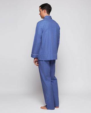 Pijama largo azul motivo geométrico de algodó by M | 00358_0050_2