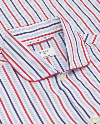 Pijama corto raya azul y roja de algodón by MIRTO | 00359_0050_4