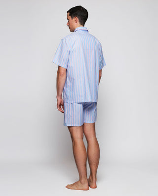 Pijama corto azul con rayas rojas de algodón by MI | 00360_0050_2
