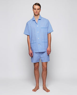 Pijama corto blanco con cuadros azules de alg by M | 00361_0050_1