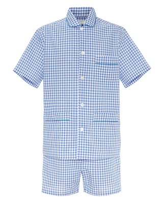 Pijama corto blanco con cuadros azules de alg by M | 00361_0050_3