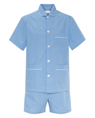 Pijama corto cuadros blancos y azules de algo by M | 00363_0050_3