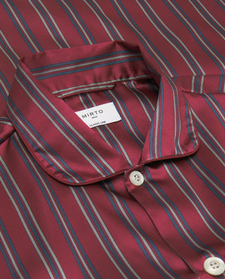 Pijama largo granate satinado de rayas bicolo by M | 00365_0050_5