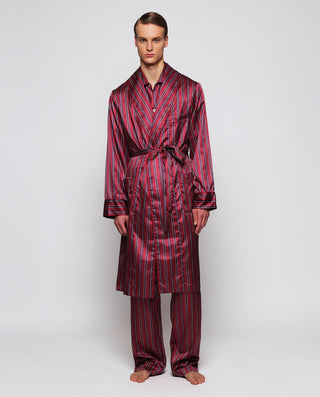 Bata cruzada granate satinada de rayas bicolo by M | 00366_0050_1