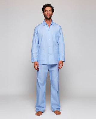 Pijama largo azul de algodón fil a fil by MIRTO | 00388_0050_1