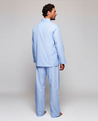 Pijama largo azul de algodón fil a fil by MIRTO | 00388_0050_2
