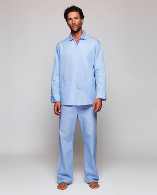 Pijama largo azul de algodón fil a fil by MIRTO | 00388_0050_3