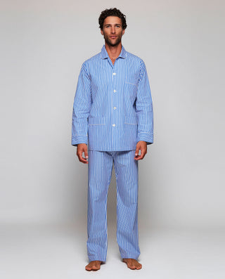 Pijama largo de algodón rayas azules y blanca by M | 00391_0050_1