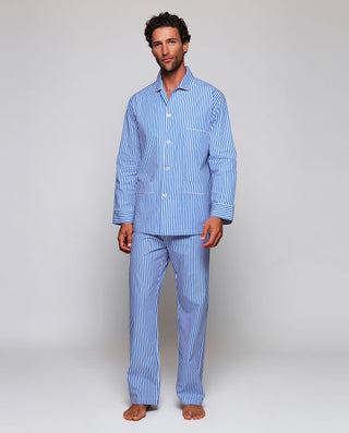 Pijama largo de algodón rayas azules y blanca by M | 00391_0050_3
