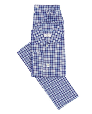 Pijama largo mezcla de algodón cuadros azules by M | 00395_0050_4