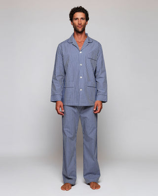 Pijama largo de algodón cuadro Vichy azul y b by M | 00399_0050_1