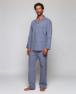 Pijama largo de algodón cuadro Vichy azul y b by M | 00399_0050_3