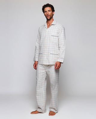 Pijama largo vainilla cuadro multicolor algod by M | 00401_0050_3