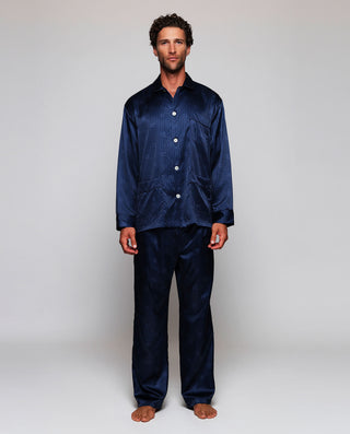Pijama largo jacquard azul marino by MIRTO | 00412_0050_1