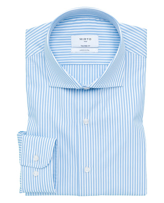 Camisa rayas azul semi-entallada largo extra
