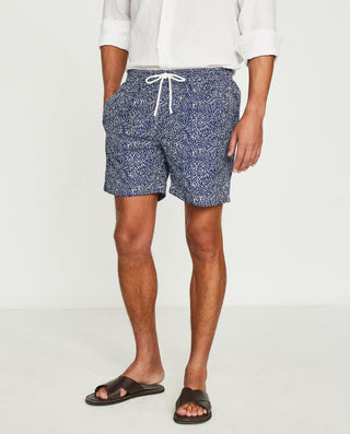 Blue coral print bermuda swim shorts by MIRTO | 01268_0052_1