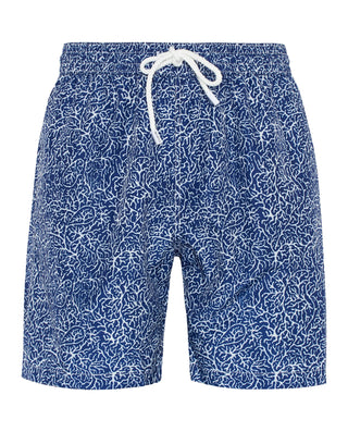 Blue coral print bermuda swim shorts by MIRTO | 01268_0052_4