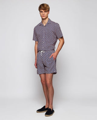 Bañador estampado náutico azul y rojo by MIRTO | 01720_0051_3