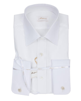 Camisa de vestir algodón puño doble blanco