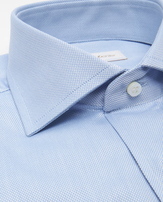 Blue double-cuffed cotton dress shirt