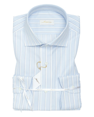 CAMISA MANGA LARGA RAYAS BLANCAS FONDO AZUL by MIR