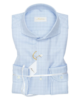 CAMISA MANGA LARGA AZUL CUADROS MARINO by MIRTO