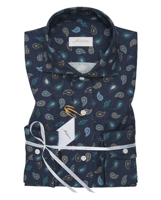 Camisa casual manga larga estampada azul marino