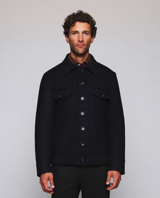 Wool-blend trucker jacket