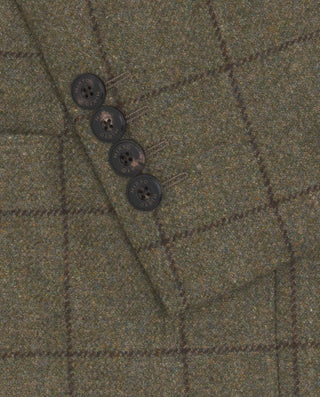 Grey wool windowpane check blazer