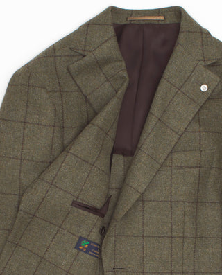 Grey wool windowpane check blazer