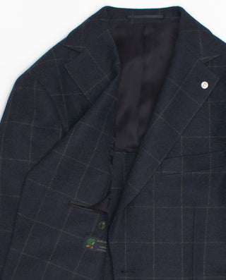 Grey wool windowpane check blazer