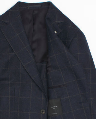 Grey wool windowpane check blazer
