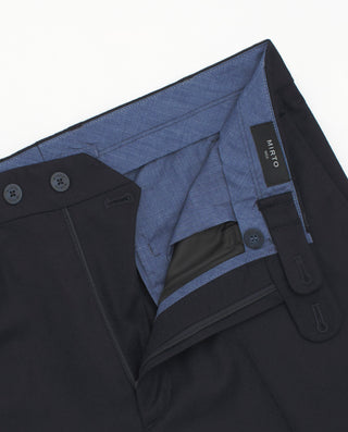 Regular fit navy blue wool trousers