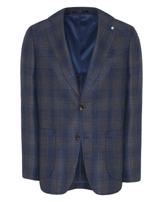 Blue checked semi-structured blazer