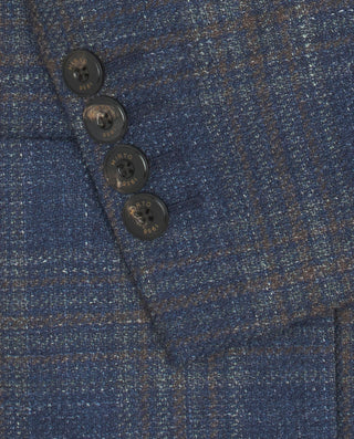 Blue checked semi-structured blazer