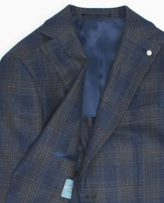 Blue checked semi-structured blazer