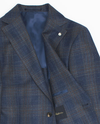 Blue checked semi-structured blazer