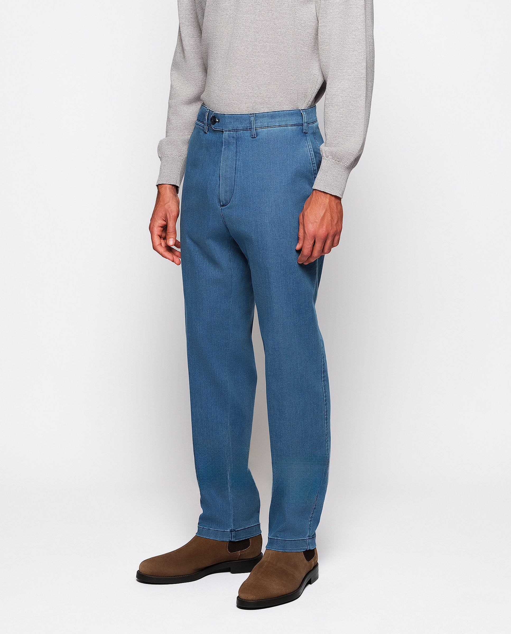 Men's regular denim chino trousers - Main Image